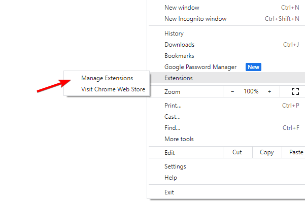 Список расширений в Chrome