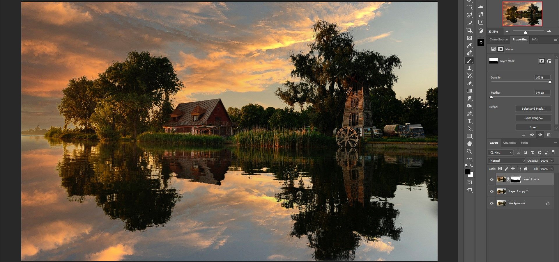 Шаг 5 Brush in the reflection