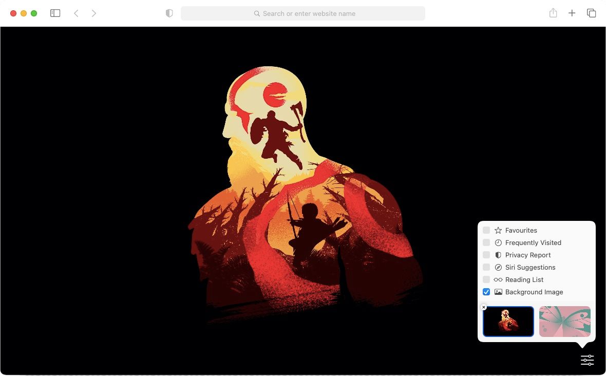 Изображение фона на стартовой странице Safari