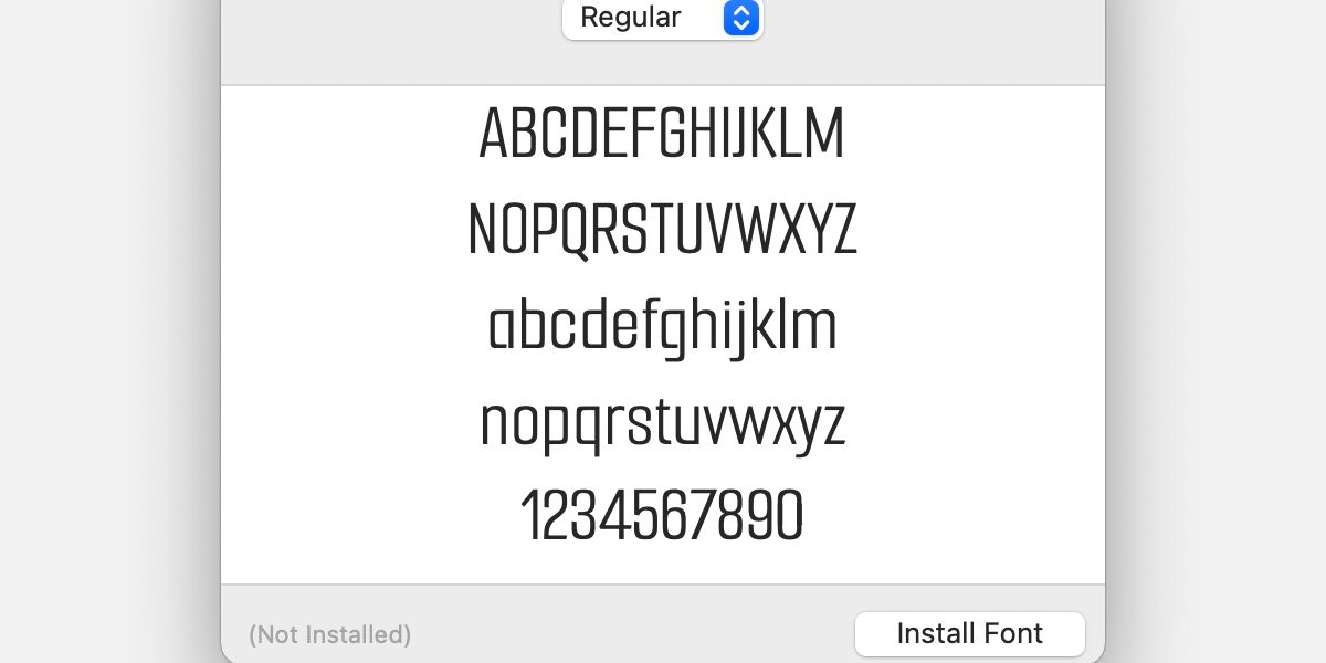 Окно установки шрифта в macOS