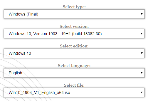 windows pe rescue disc choose windows 10 iso settings