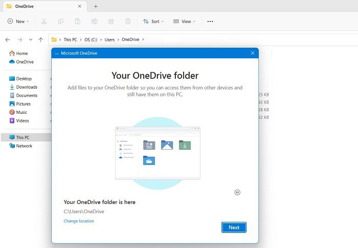 Ubicación de la carpeta OneDrive en el Explorador mostrando la ruta sincronizada