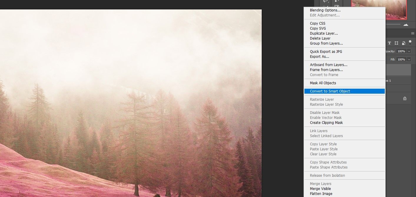 Преобразование в Smart Object