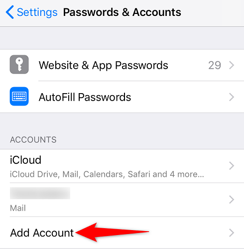 Нажмите «Добавить учетную запись».