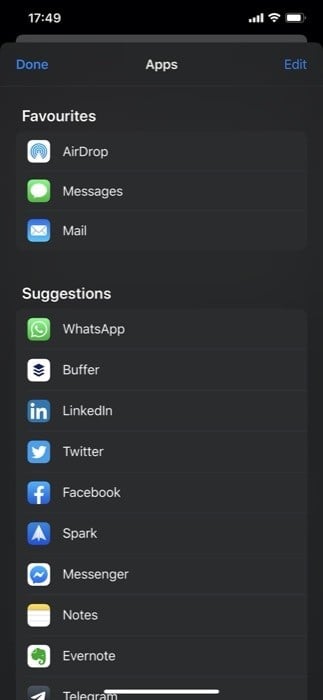 Экран редактирования предложений: кнопка «Изменить»