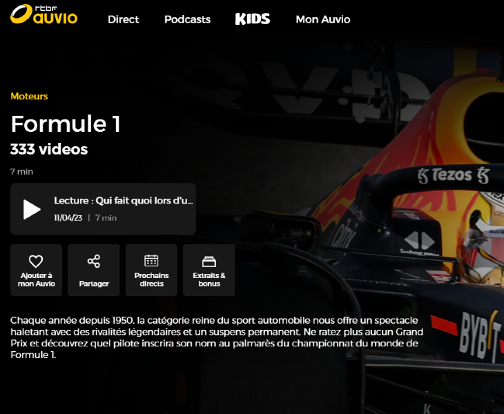 Трансляция Формулы‑1 на RTBF