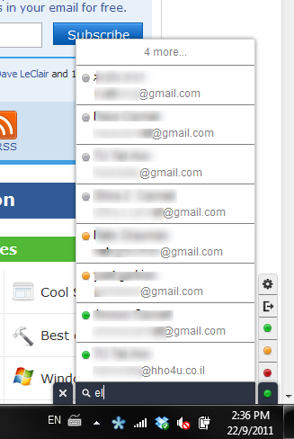 Окно чата в Gtalklet