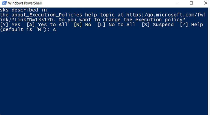 Подтверждение установки в PowerShell