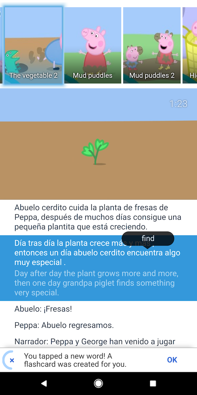 Просмотр карточек при повторении