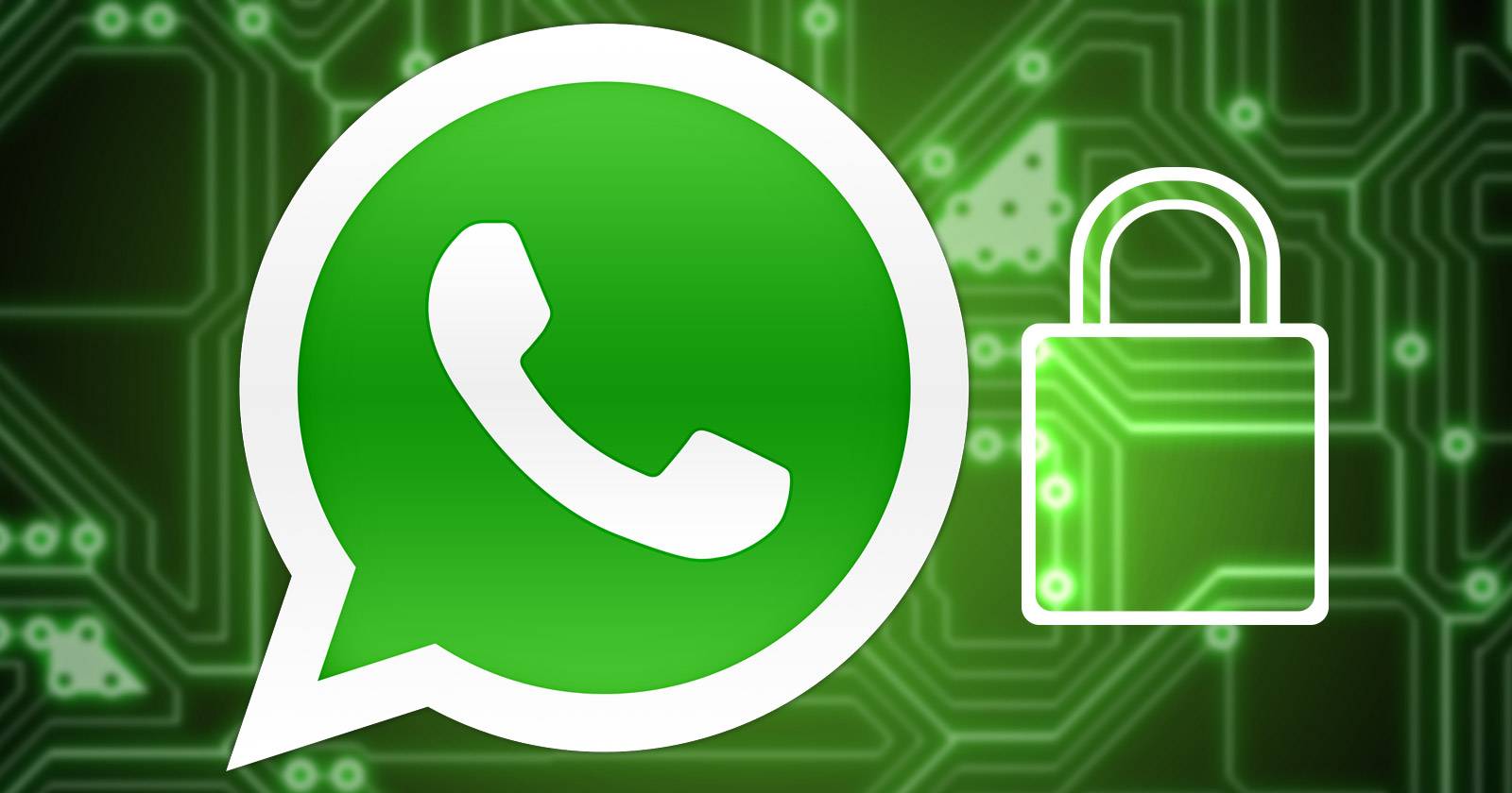 Смартфон с включённым WhatsApp и уведомлением о шифровании