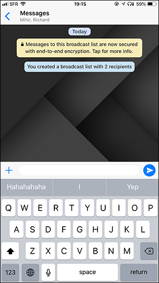 Список рассылки в чате iOS