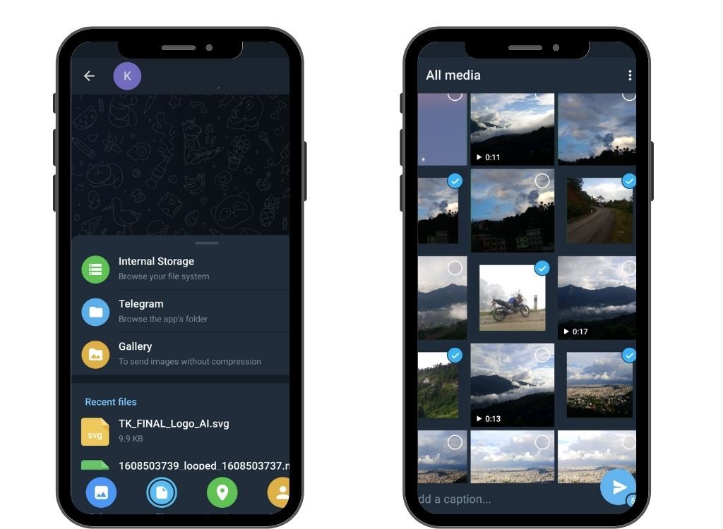 telegram mobile attachment
