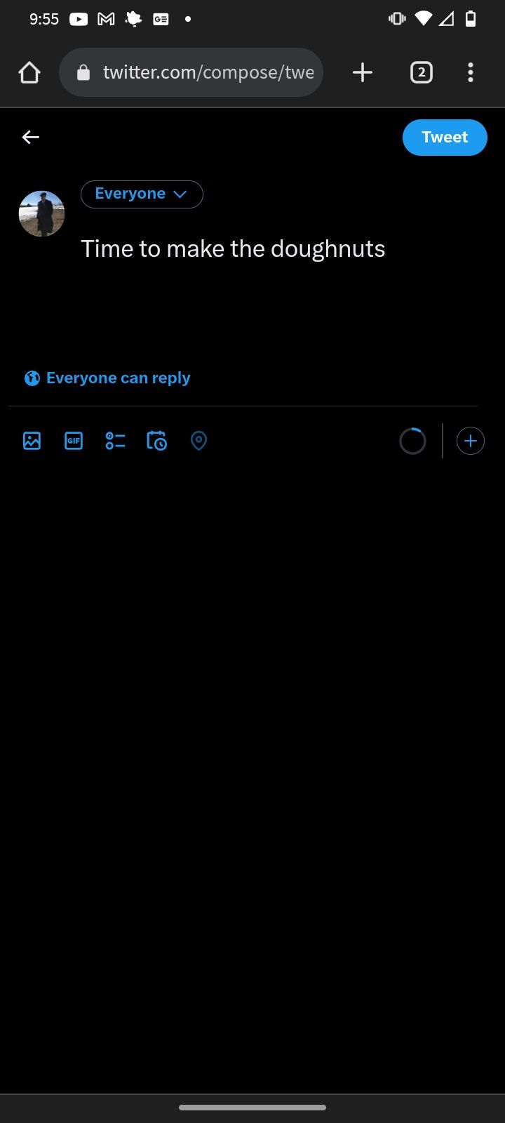 Создание твита в Twitter Blue