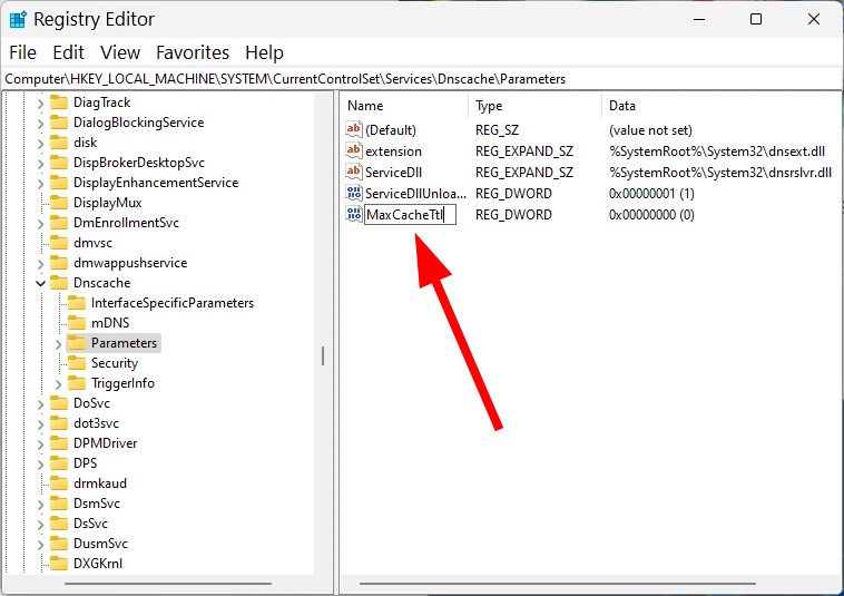Новое значение MaxCacheTtl в реестре