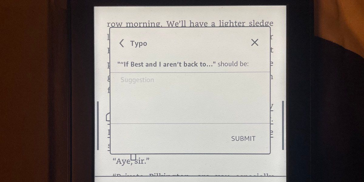 Отправка отчёта об опечатке через Kindle.