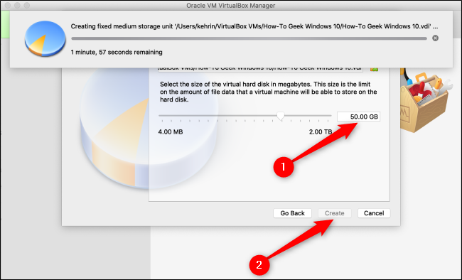 Выбор размера виртуального диска