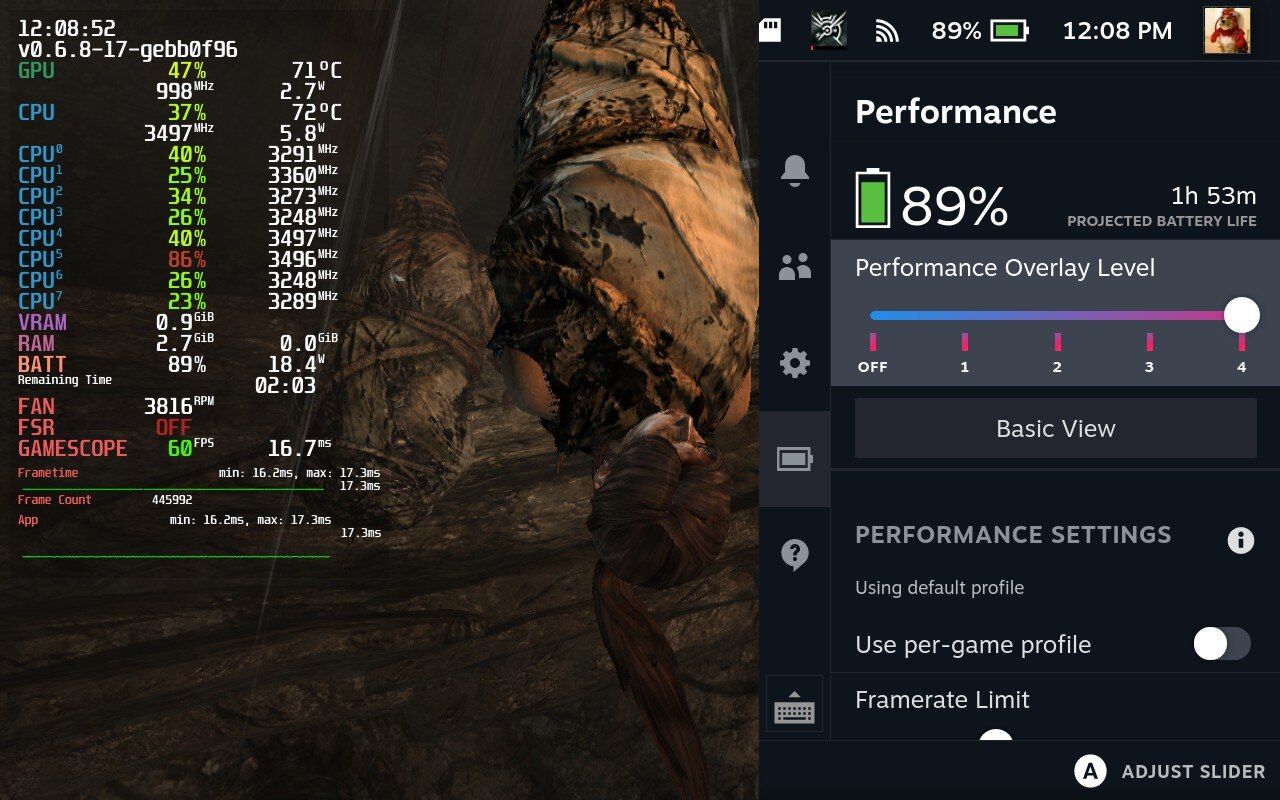 Как включить оверлей производительности на Steam Deck