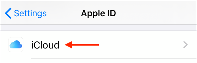 Выберите iCloud в профиле Apple