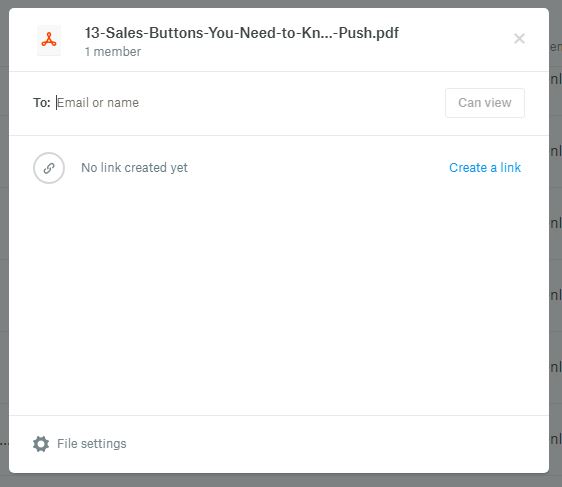 Интерфейс обмена файлом в Dropbox