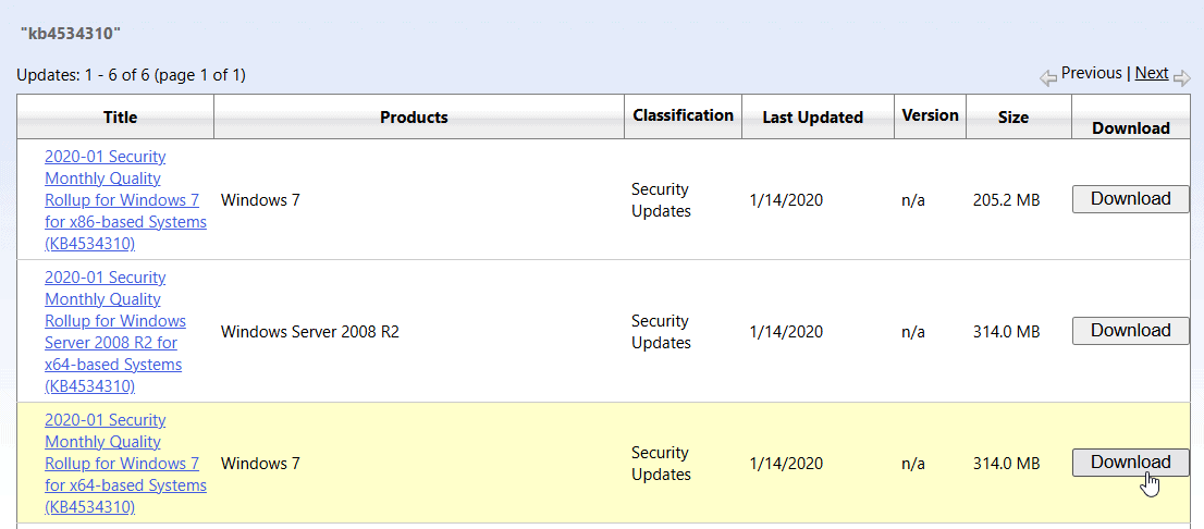 загрузка обновления Windows 7