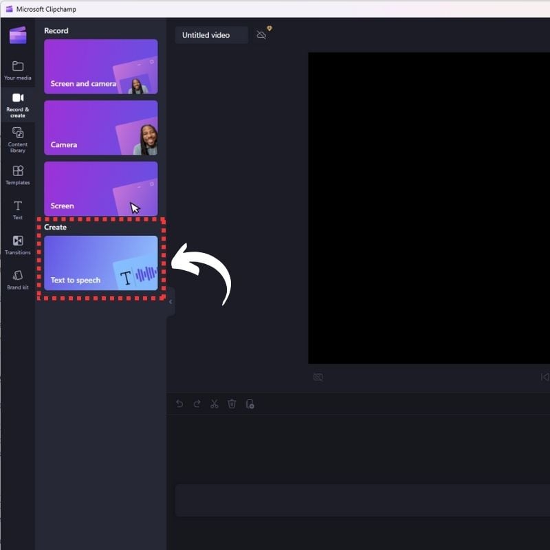 конвертер текст в речь в Clipchamp