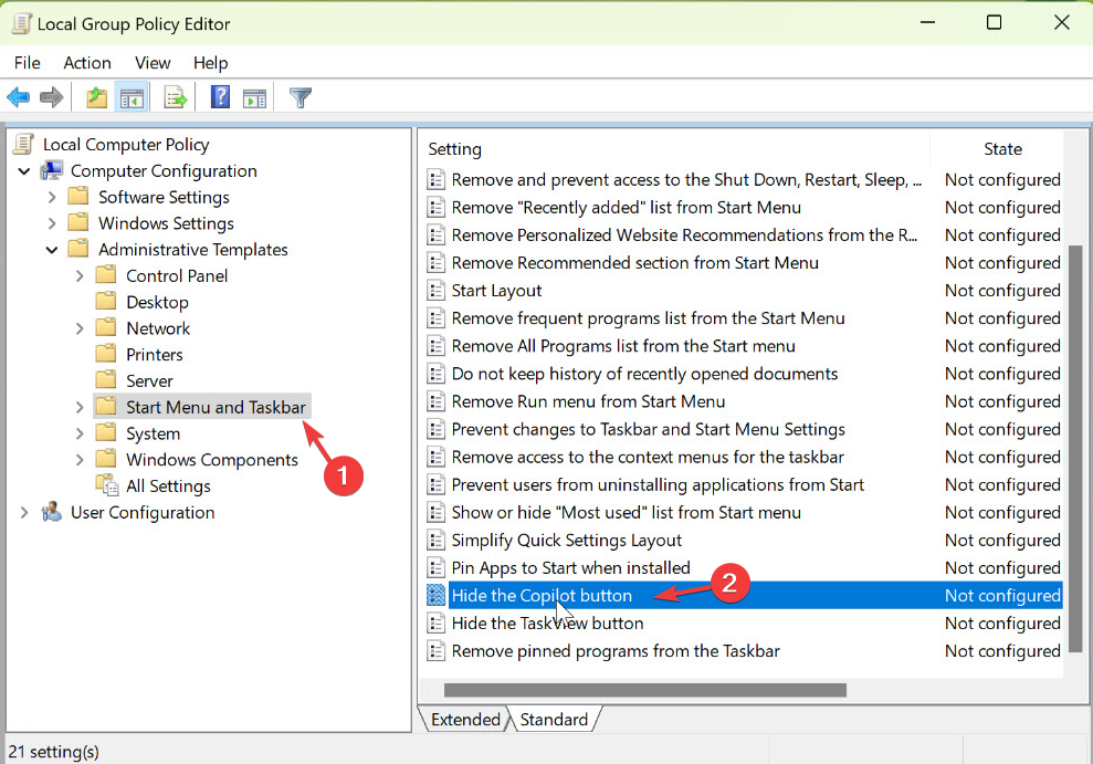  Hide the Copilot button  how to remove copilot windows 11