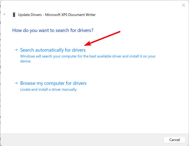 Экран поиска драйверов автоматически