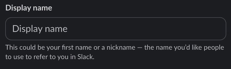 Редактирование отображаемого имени в Slack