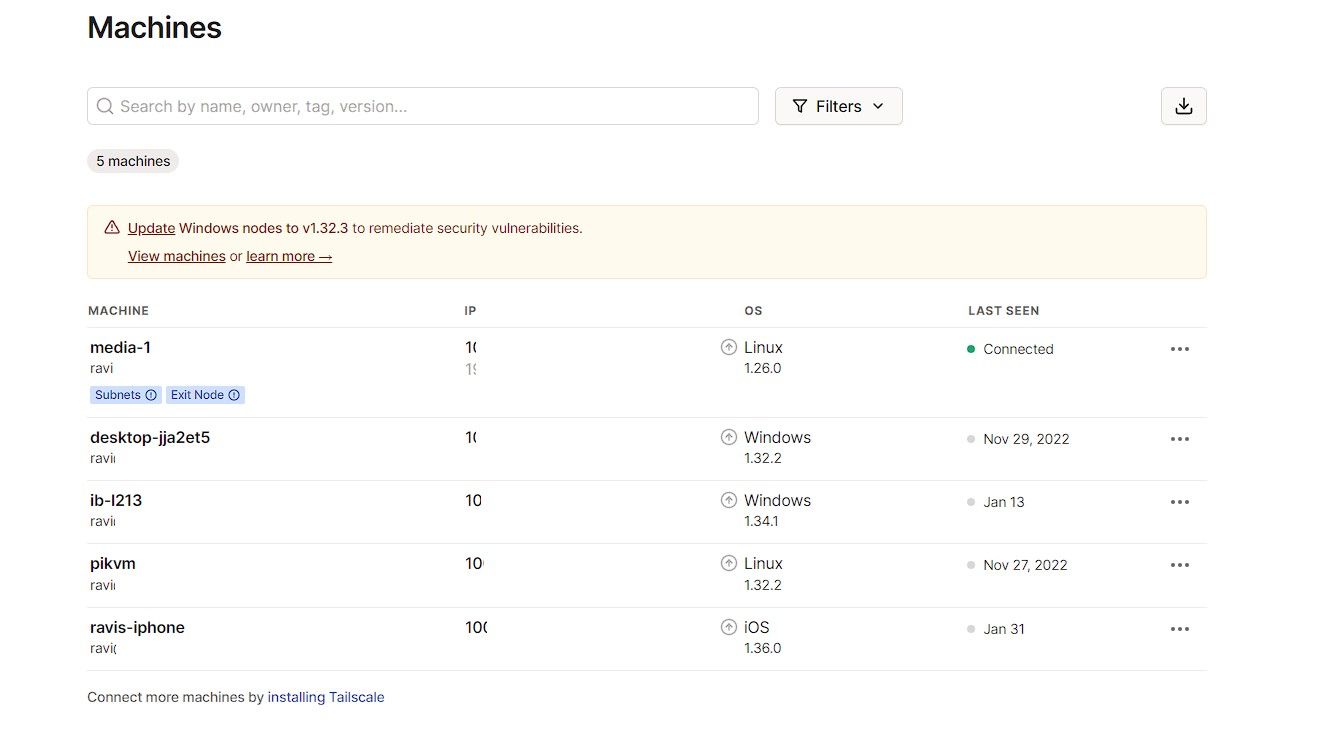 view all connected devices including home assistant in tailscale account