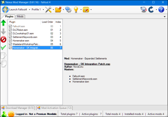 Список плагинов и информация о зависимостях