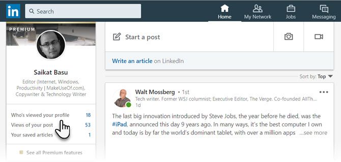 click Who's viewed your profile