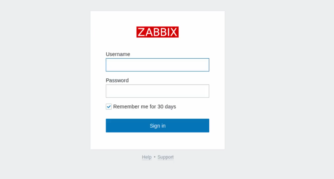 Страница входа в Zabbix