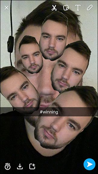 Пример с множеством стикеров на Snap