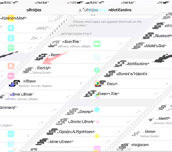 Список приложений в настройках уведомлений iPhone
