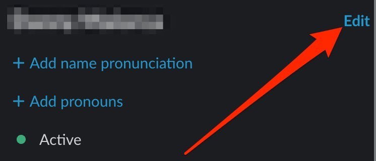 Редактирование профиля в Slack