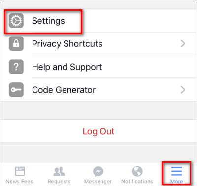 Иллюстрация: кнопка «Ещё» в мобильном приложении Facebook