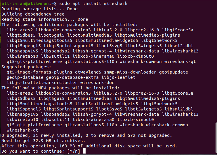 Установка Wireshark из репозитория Ubuntu
