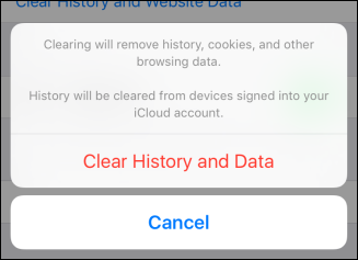 Подтверждение: 'Очистить историю и данные'