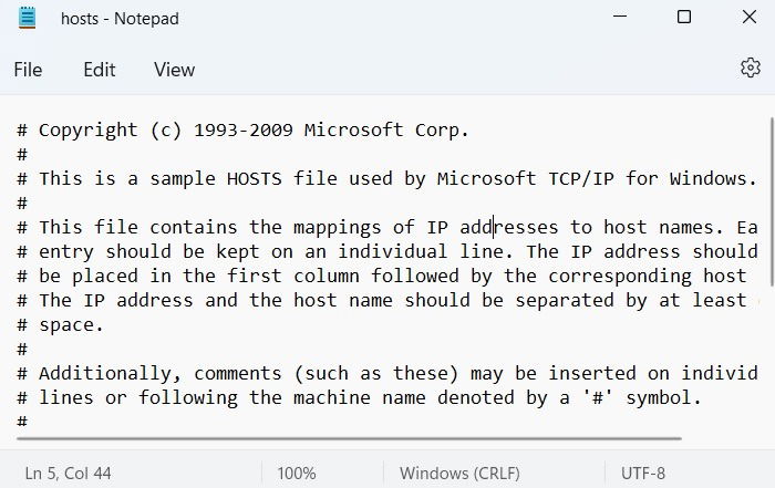 Пример строки hosts с localhost и комментариями