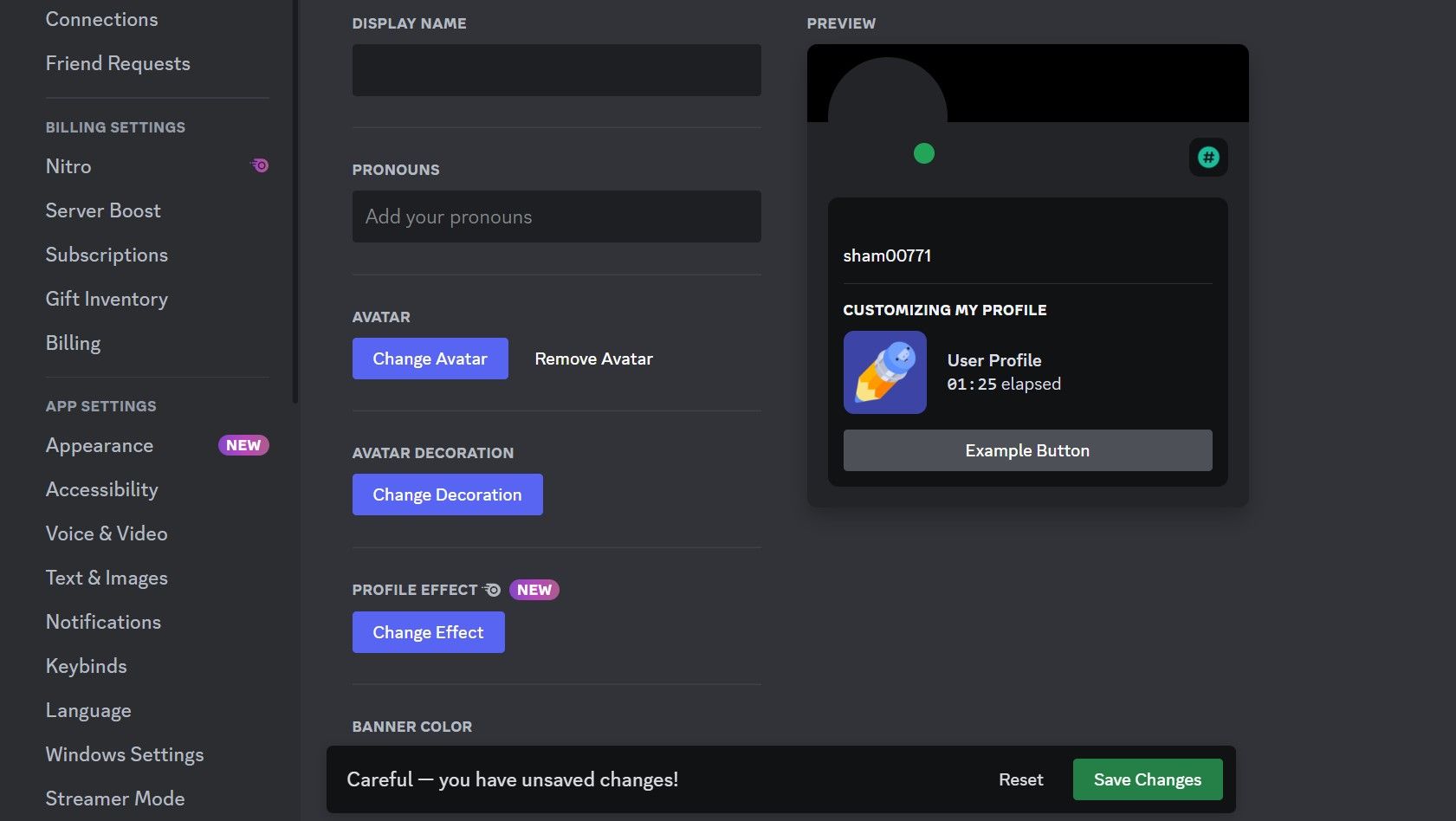 Добавление Unicode-символа в поле отображаемого имени и сохранение изменений