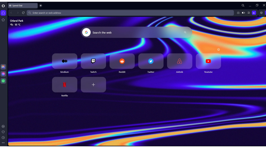 Панель с иконками браузеров и выделенной Opera One