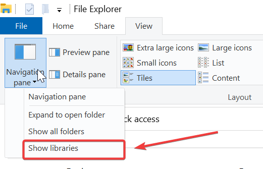 Включение Библиотек через меню