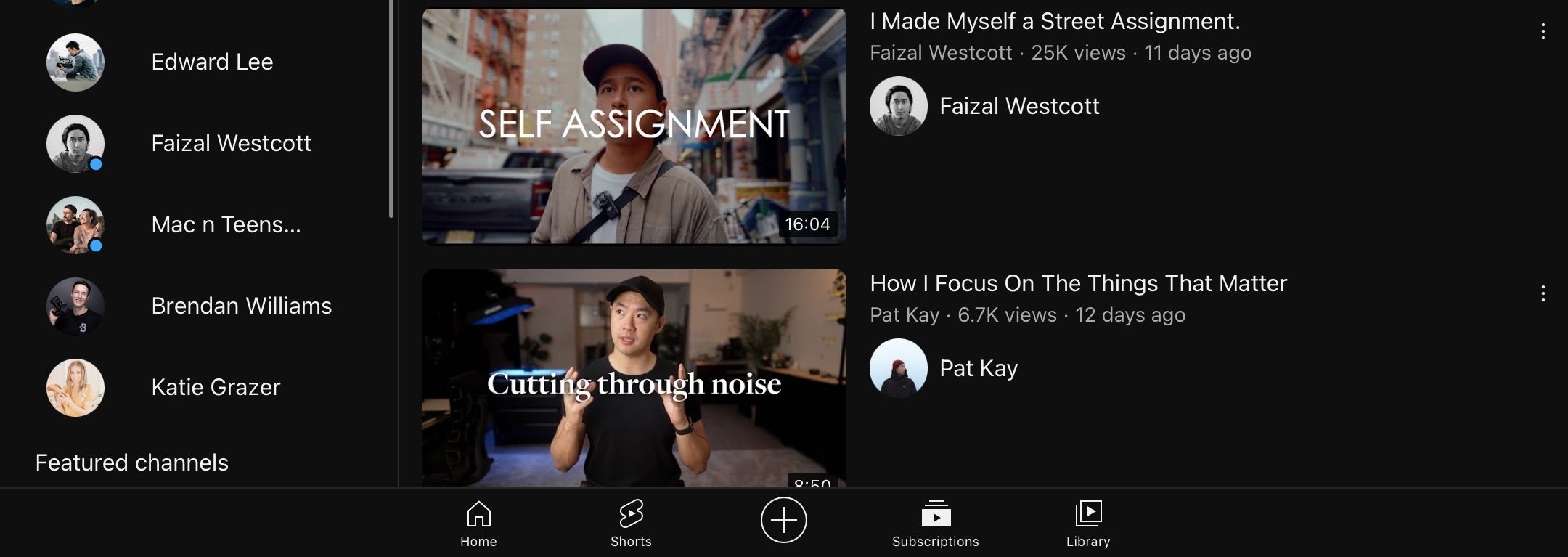 Кнопка «+» в приложении YouTube (добавить видео)