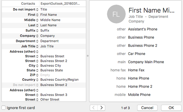Сопоставление полей на Mac