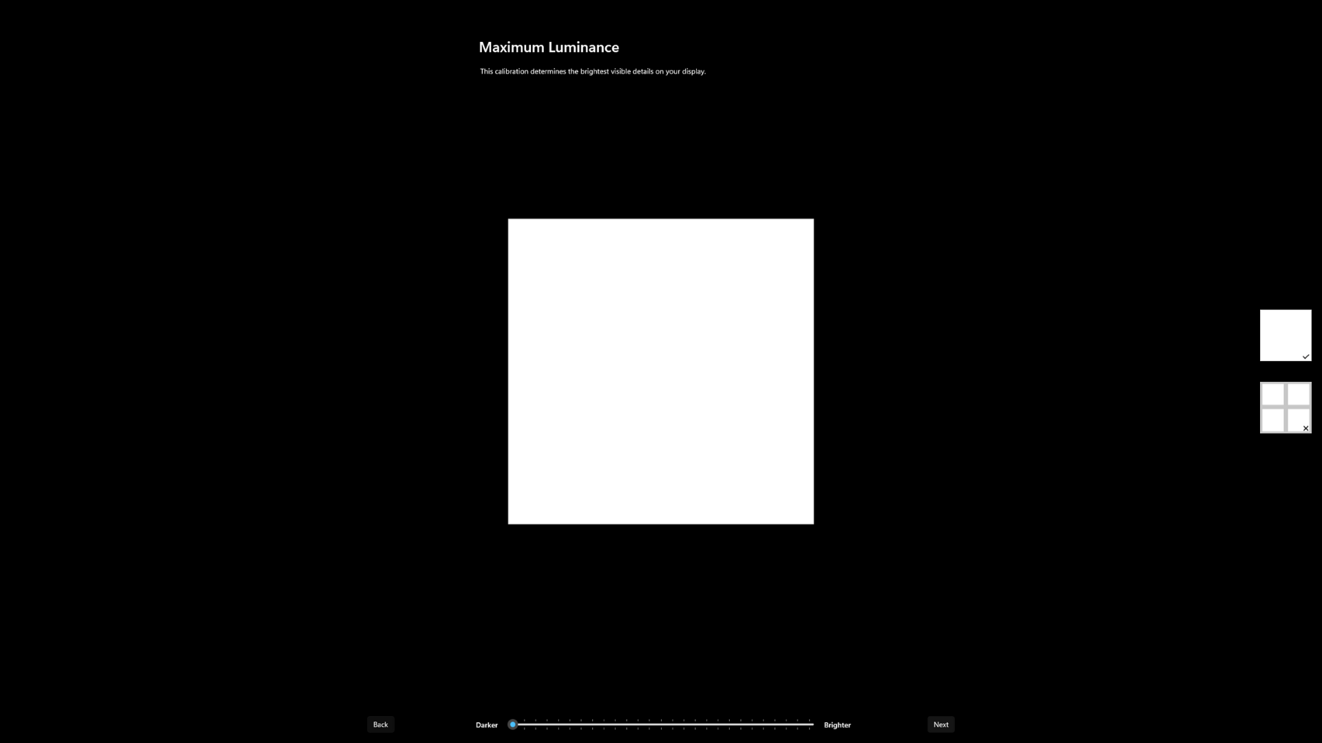 Шаги калибровки в приложении HDR для Windows 11