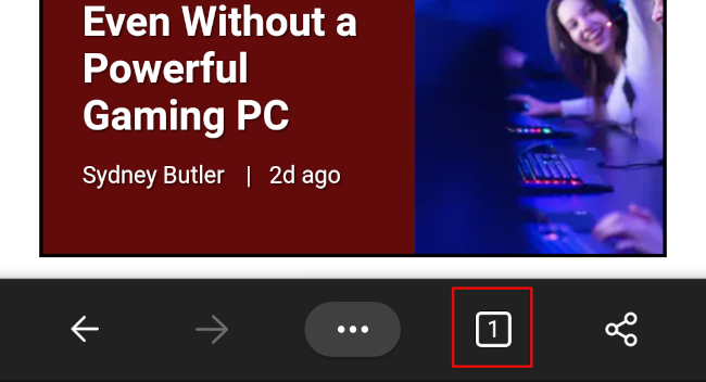 Нажмите кнопку переключателя вкладок в Edge