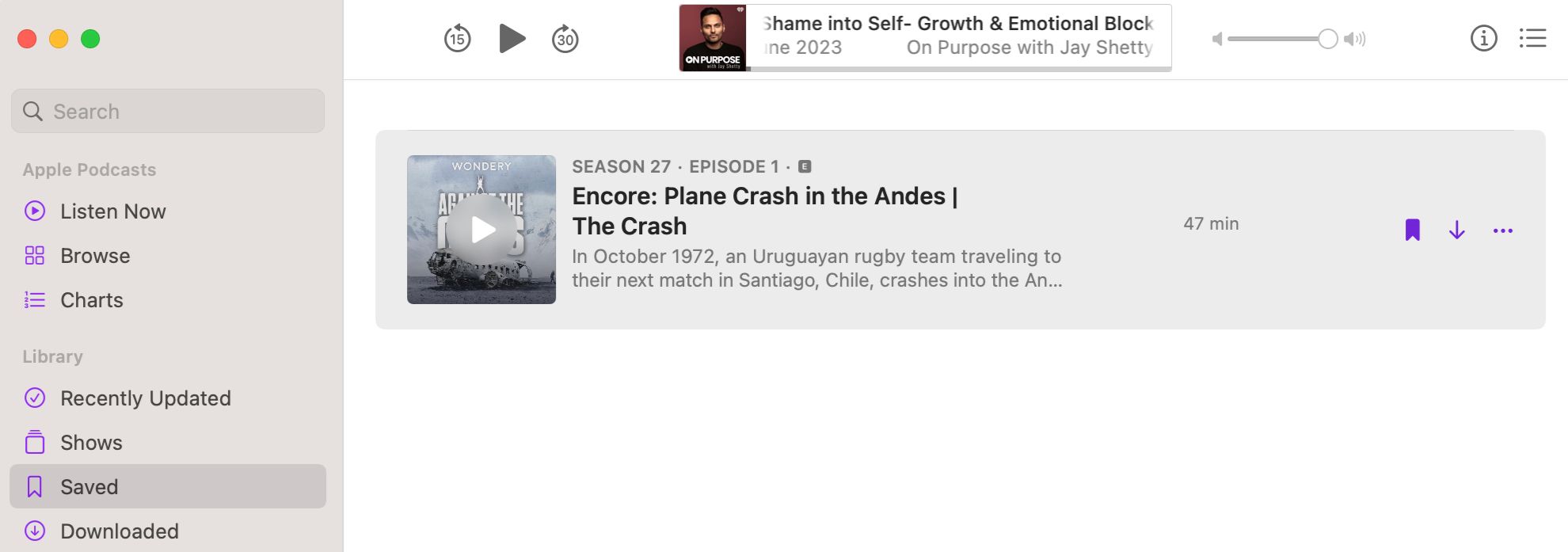 Remove the saved podcast episode