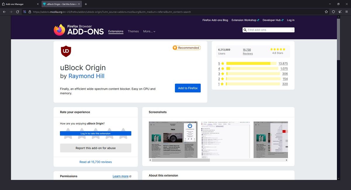 Add to Firefox in Tor Browser