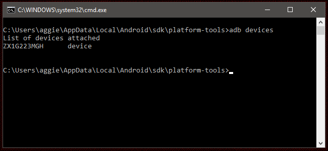 Список подключённых устройств в ADB