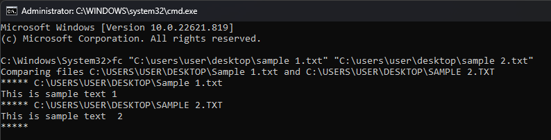 Иллюстрация сравнения файлов